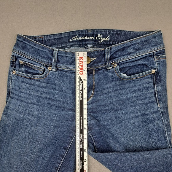 American Eagle Jeans Womens 8 Blue Slim Boot Stretch Waist Denim Cowgirl 32" Leg - Picture 5 of 11